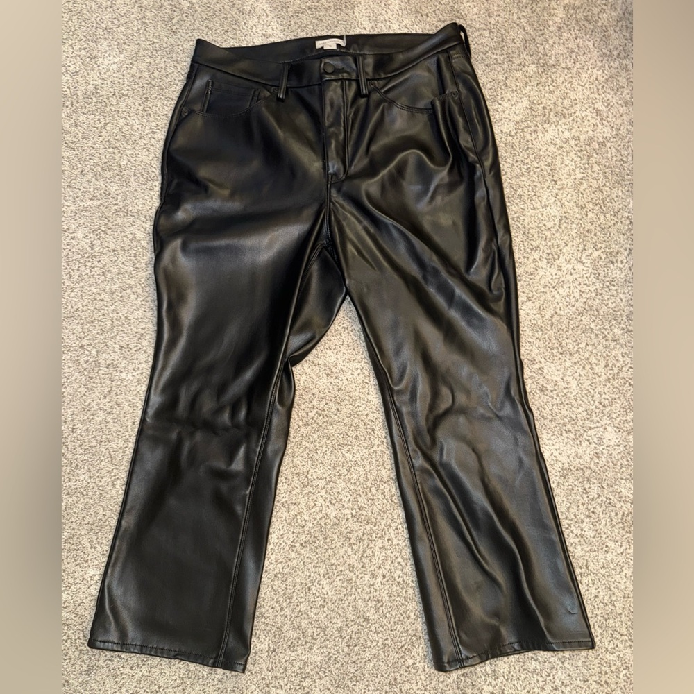 Good American Black Leather Look Pants